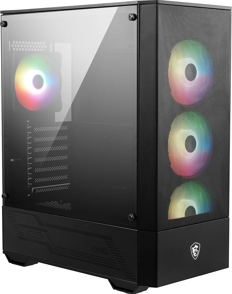 MSI Mid-Tower PC Gaming Case – Tempered Glass Side Panel – 4